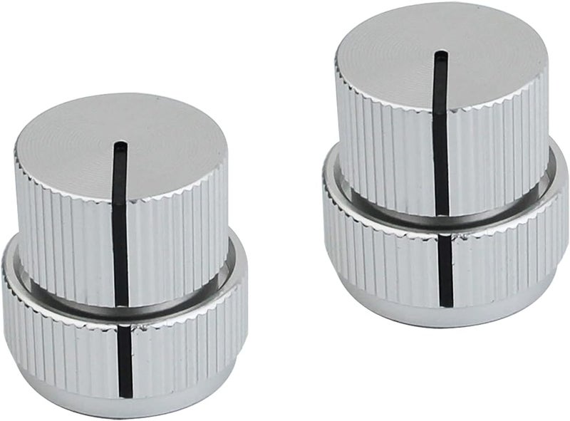 guyker Guitar Aluminum Alloy Dual Concentric Control Knobs - Dome Volume Tone Stacked Knob Replacement for Electric Guitar or Bass (chrome, 2 piece) - Image 1